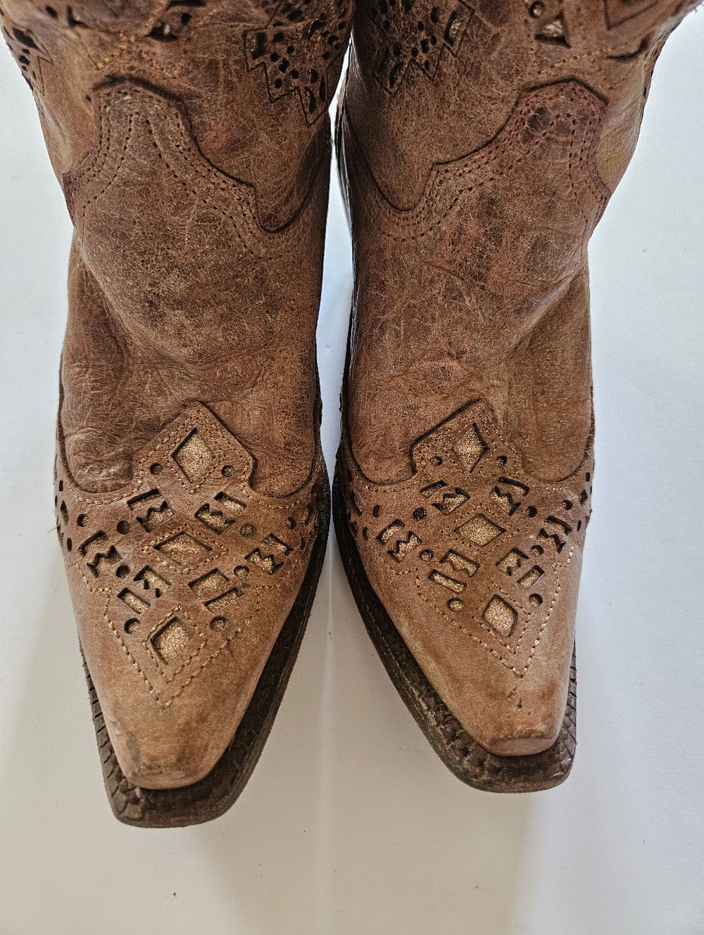 Corral Women's Glitter Inlay Western Boots Snip Toe Cognac, Size 6.5 - Picture 6 of 14